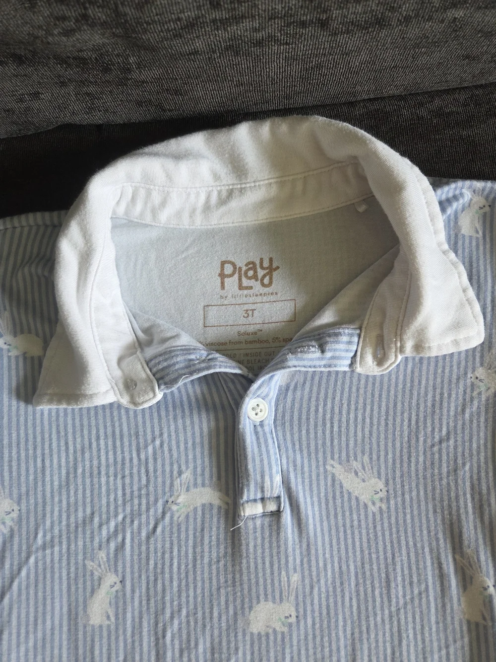 Little Sleepies Bunny Stripe Polo Romper 3T